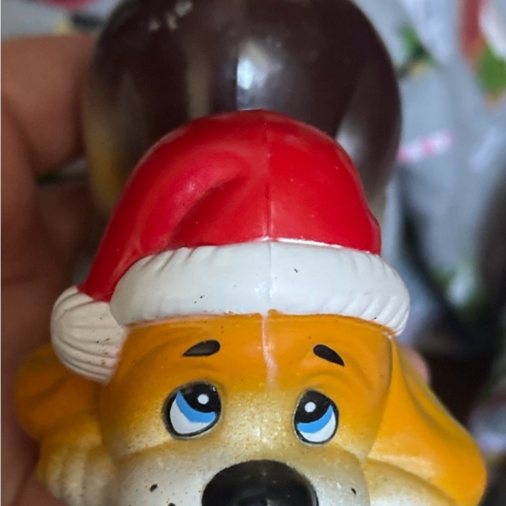 Holiday Dog Decor with Santa Hat - Yellow and Red